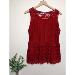 Isla Maude | Red Lace Top